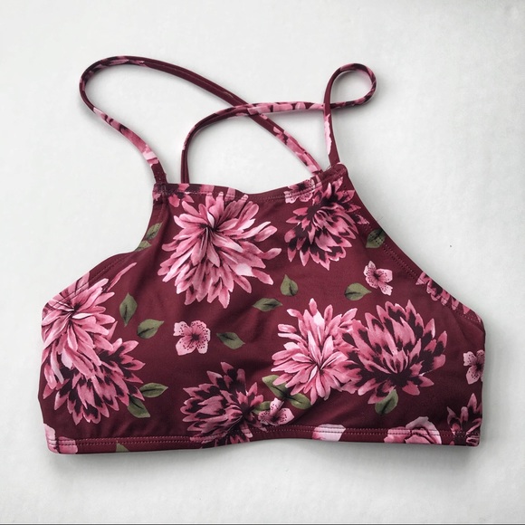 Altar'd State Other - altar'd state | maroon floral bikini top high neck